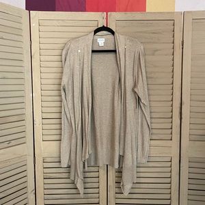 Motherhood Women’s Maternity L-XL Beige Waterfall Nursing Cardigan Wrap